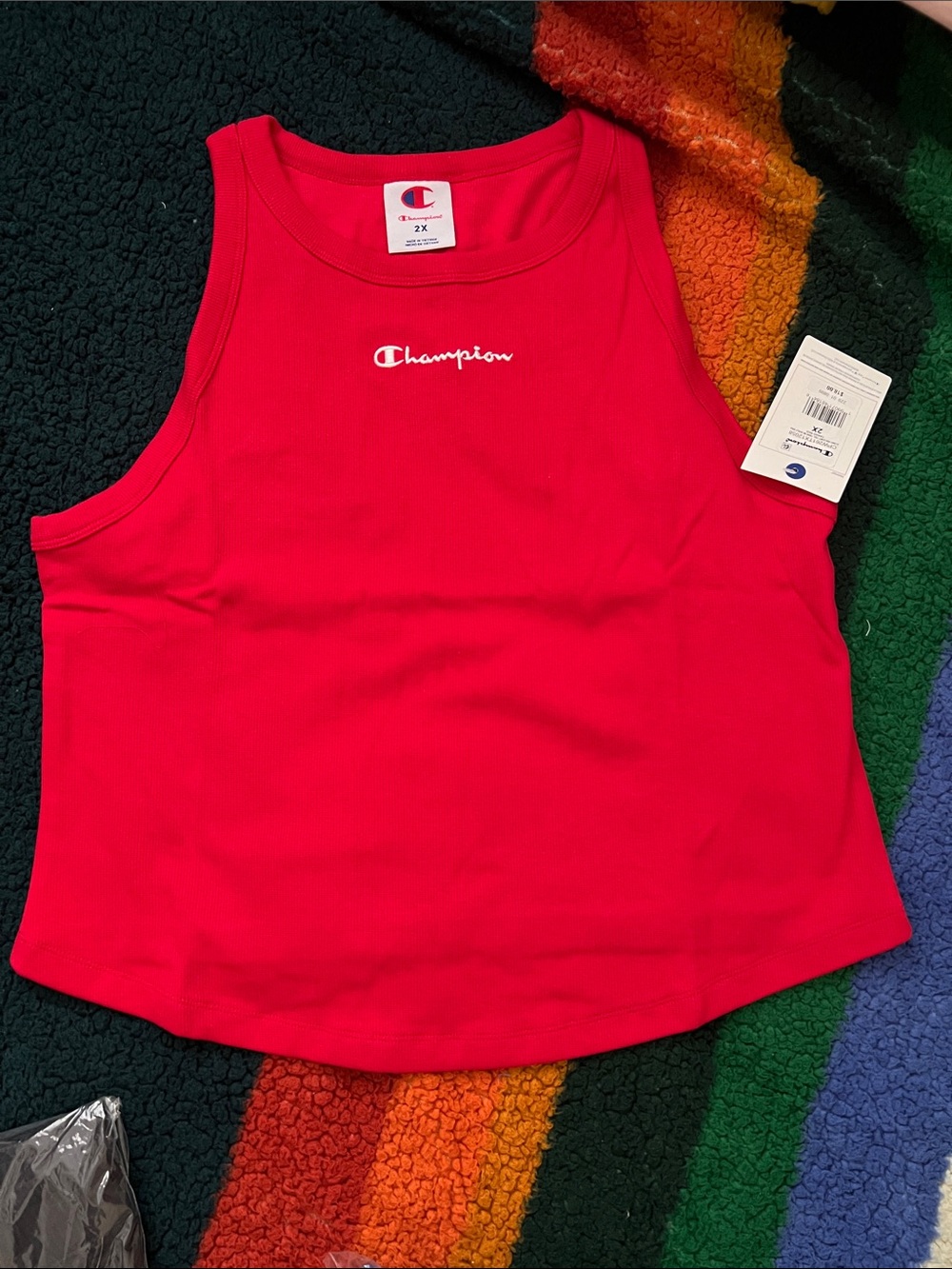 Champion Girls Red Ribbed Tank Top